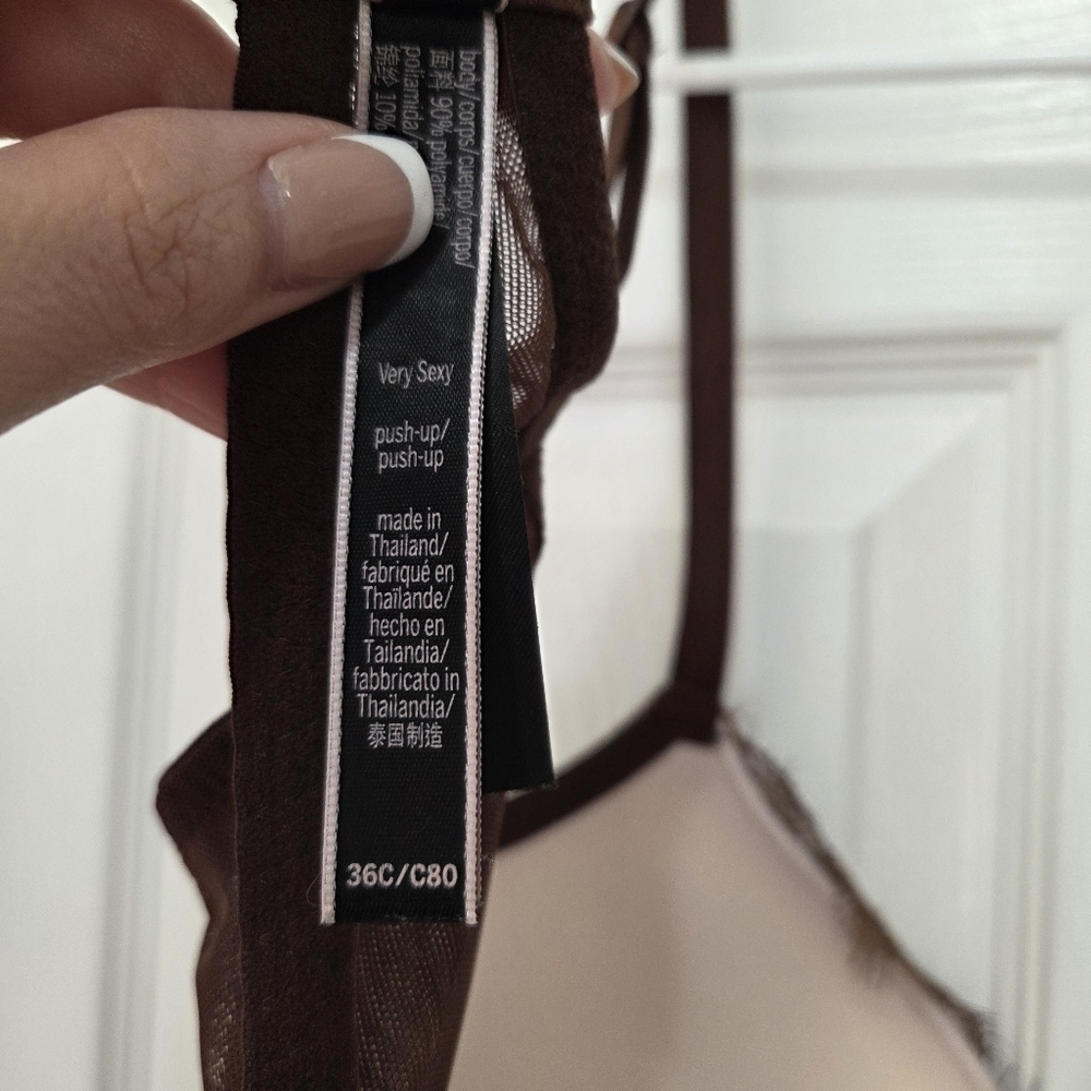 Victoria''s Secret Very Sexy Shimmer Lace Push-up Brown Bra Size 36C - Picture 8 of 9